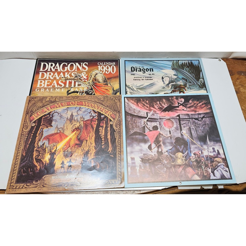 Vintage Dungeons & Dragons Fantasy Art Calendars 1982 1984 1990 Graeme Base Lot